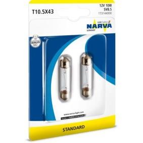 NARVA Gloeilamp, kentekenplaatverlichting 12V 10W, Buislamp, SV8.5 173144000