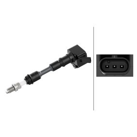 HELLA Bobine 3-polig, 14V, Bougieschacht bobine, 164 mm 5DA 358 168-201