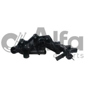Alfa e-Parts Coolant Flange Lower, Front Axle, Plastic, with gasket/seal, with temperature sensor AF10663