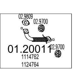 MTS Abgasrohr Länge: 360mm, vorne, für Mittelschalldämpfer 01.20011
