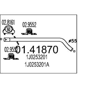 MTS Abgasrohr Länge: 890mm, vorne, für Mittelschalldämpfer 01.41870