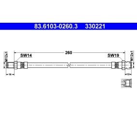 ATE Bremsschlauch 260 mm, M12x1 83.6103-0260.3