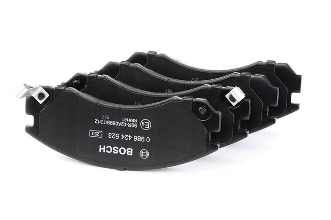 BOSCH 0 986 424 523 Bremsbelagsatz, Scheibenbremse mit akustischer Verschleißwarnung, mit Anti-Quietsch-Blech MITSUBISHI ECLIPSE Bj 1994