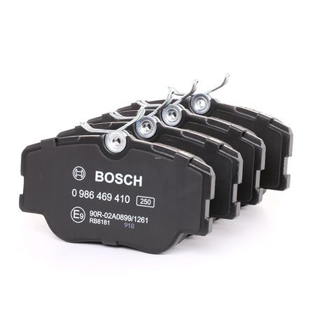 BOSCH 0 986 469 410 Kit de plaquettes de frein, frein à disque avec tôle anti-bruit, avec vis/boulons, avec accessoires MERCEDES-BENZ Série 123 ac 1990
