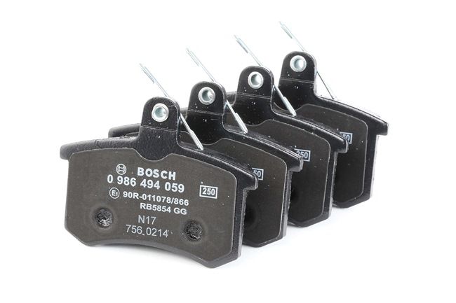 BOSCH 0 986 494 059 Stabdžių trinkelių rinkinys, diskinis stabdys su apsaugos nuo girgždėjimo plokšte, su montavimo vadovu AUDI V8 m. 1993