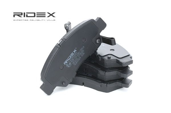 RIDEX Remblokkenset, schijfrem Vooras, Met akoestische slijtagewaarschuwing, Met anti-kreukplaat 402B0081