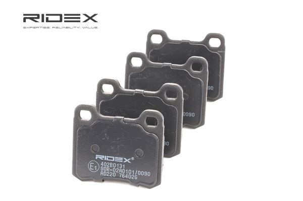 RIDEX 402B0131 Kit de plaquettes de frein, frein à disque Essieu arrière, contact de signal d'usure exclu, 61,7mm MERCEDES-BENZ Série 123 ac 1994