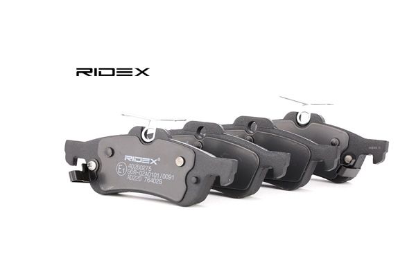 RIDEX Remblokkenset, schijfrem Achteras, Met akoestische slijtagewaarschuwing, Met anti-kreukplaat 402B0275