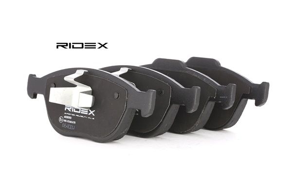 RIDEX 402B0353 Bremsbelagsatz, Scheibenbremse Vorderachse, nicht für Verschleißwarnanzeiger vorbereitet, mit Kolbenclip, 156,3mm FORD TOURNEO CONNECT Bj 1998