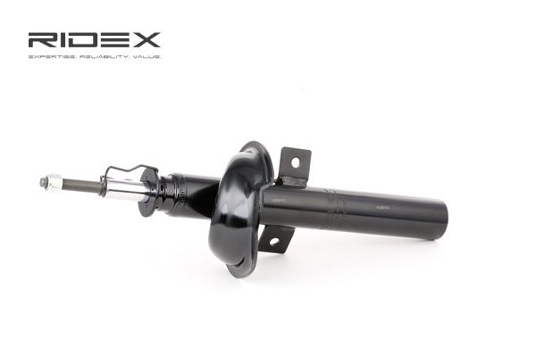 RIDEX 854S0898 Støddæmper foraksel, dobbeltrør, Gastryk, Fjederben, øverste stift, nederste plade FORD FIESTA årg 1992
