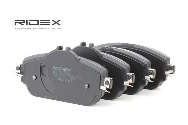 RIDEX 402B0823 Kit de plaquettes de frein, frein à disque Essieu avant, préparé pour indicateur d'usure MERCEDES-BENZ CLA ac 1998