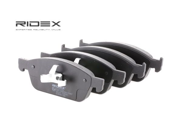 RIDEX 402B1008 Bremsbelagsatz, Scheibenbremse Vorderachse, nicht für Verschleißwarnanzeiger vorbereitet, mit Kolbenclip FORD KA Bj 1996