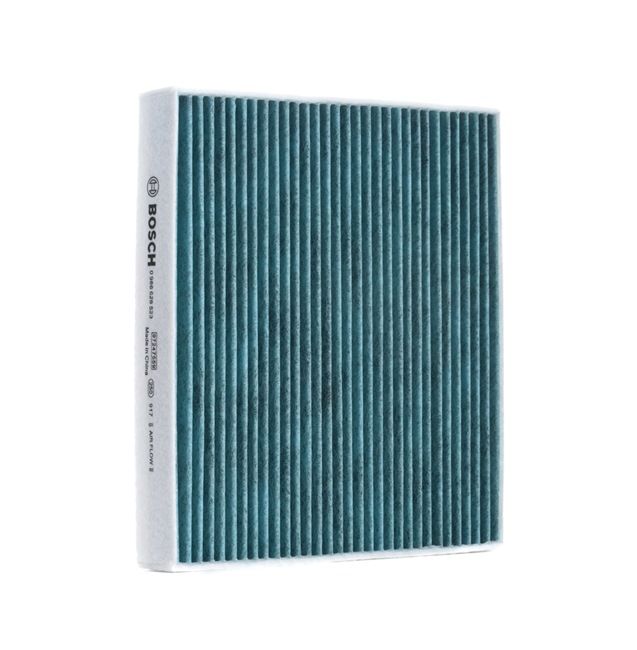 BOSCH Filter, Innenraumluft FILTER+, Aktivkohlefilter, mit antiallergischer Wirkung, mit antibakterieller Wirkung, Feinstaubfilter (PM 2.5), 194mm 0 986 628 523